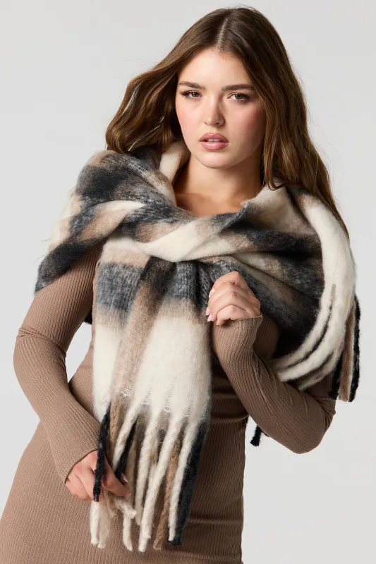 Plaid Chunky Knit Scarf sold by Urban Planet