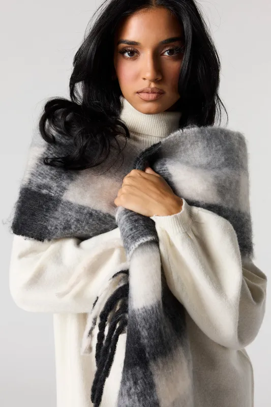 Bouclé Knit Plaid Scarf sold by Urban Planet