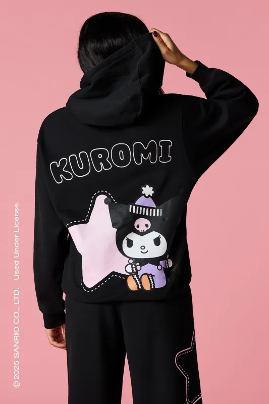 Kuromi™ Puff Print Embroidered Hoodie sold by Urban Planet