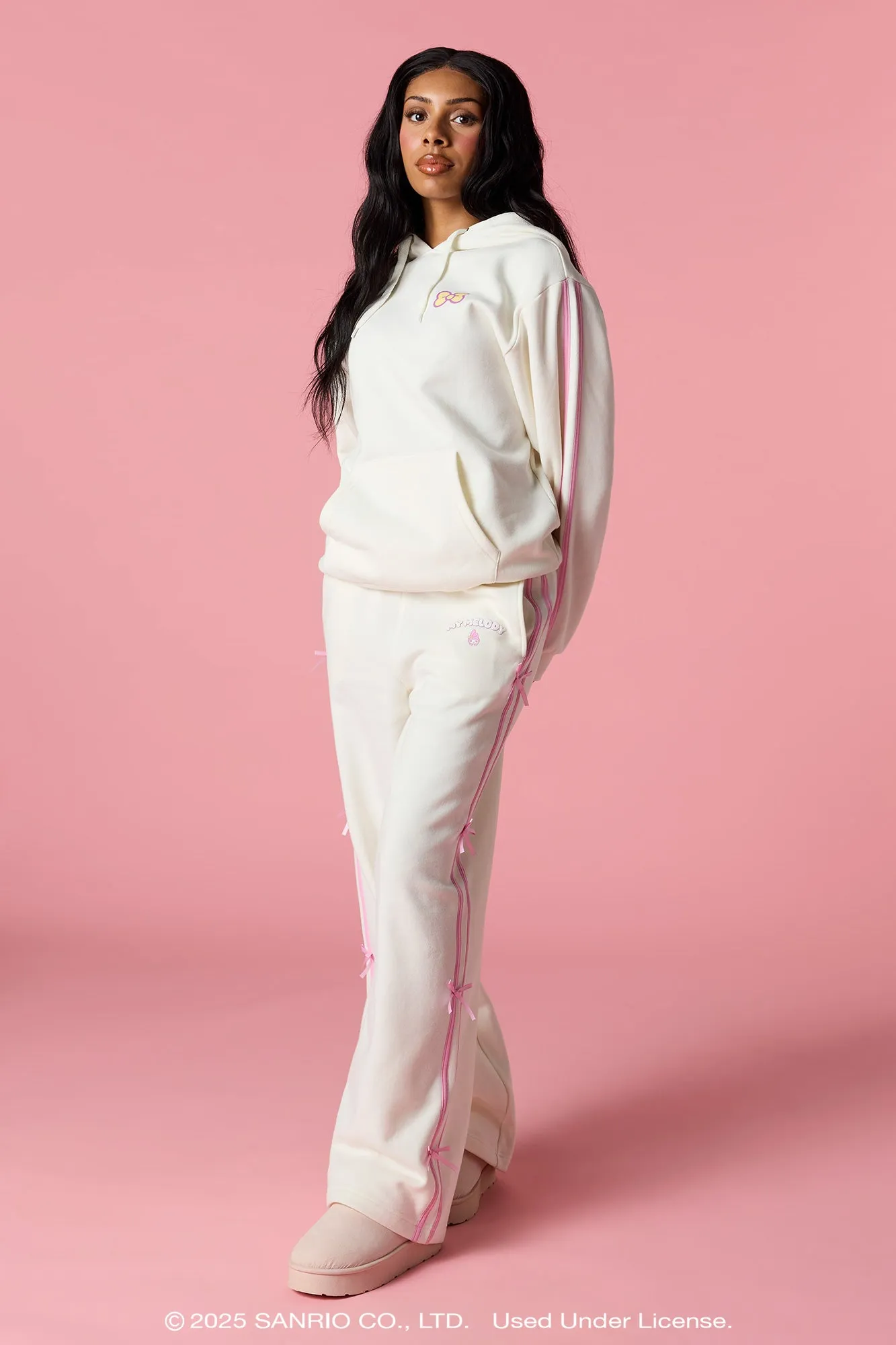 My Melody™ Puff Print 3D Bow Wide Leg Sweatpant sold by Urban Planet