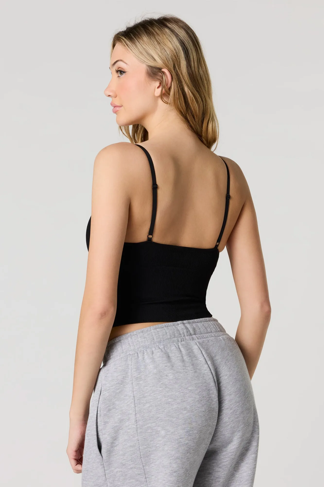 Seamless Ribbed V-Neck Cami with Built-In Cups sold by Urban Planet product image thumbnail 5