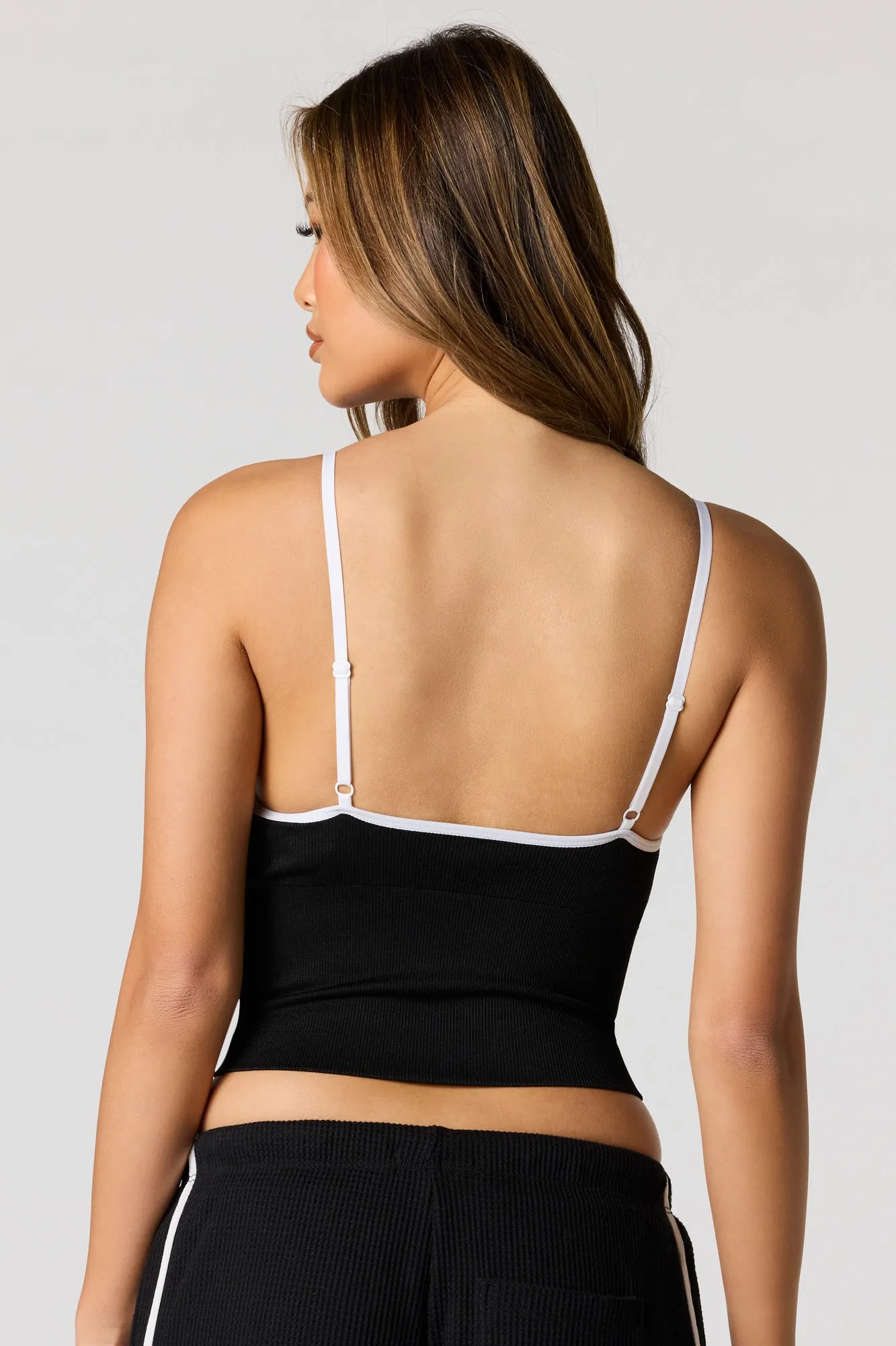 Seamless Ribbed V-Neck Cami with Built-In Bra sold by Urban Planet product image thumbnail 2