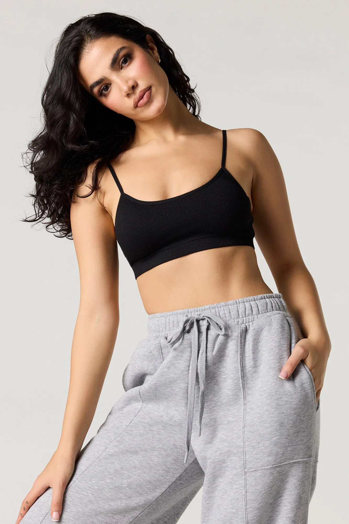 Seamless Ribbed Bralette with Built-In Cups sold by Urban Planet product image thumbnail 4