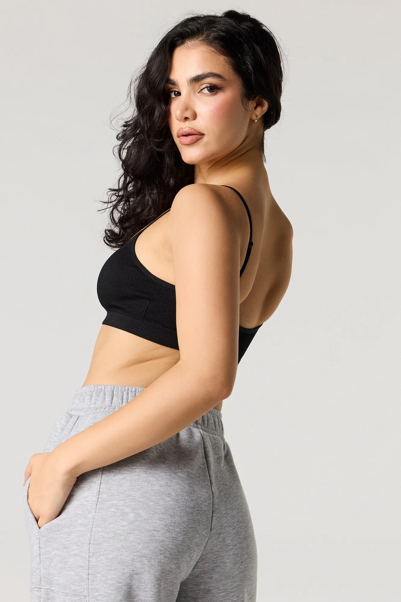 Seamless Ribbed Bralette with Built-In Cups sold by Urban Planet product image thumbnail 5