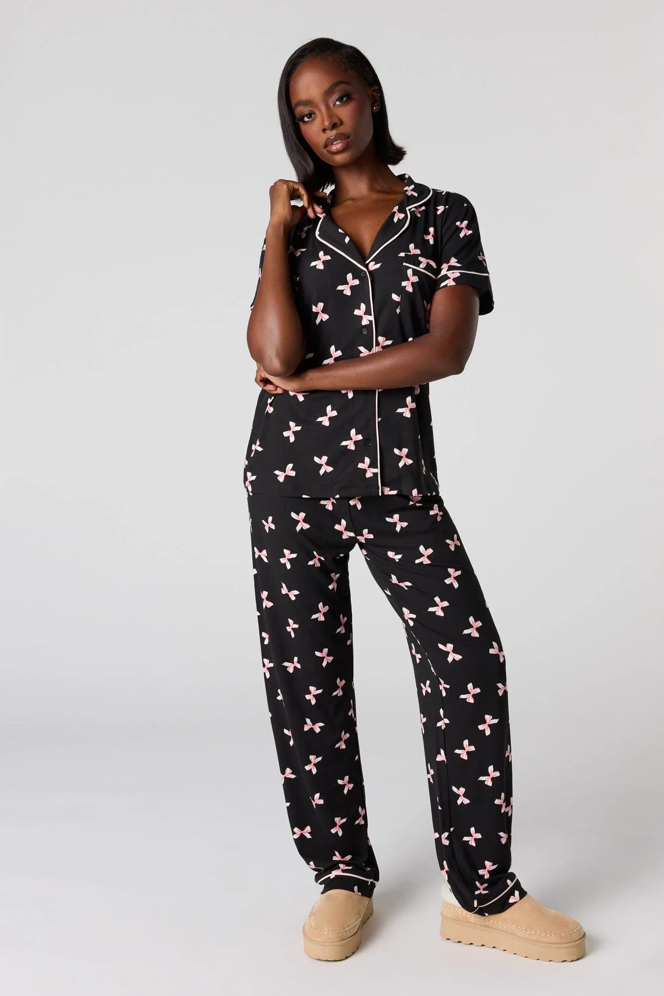 Soft Button-Up Top & Pant Pajama Set sold by Urban Planet product image thumbnail 5