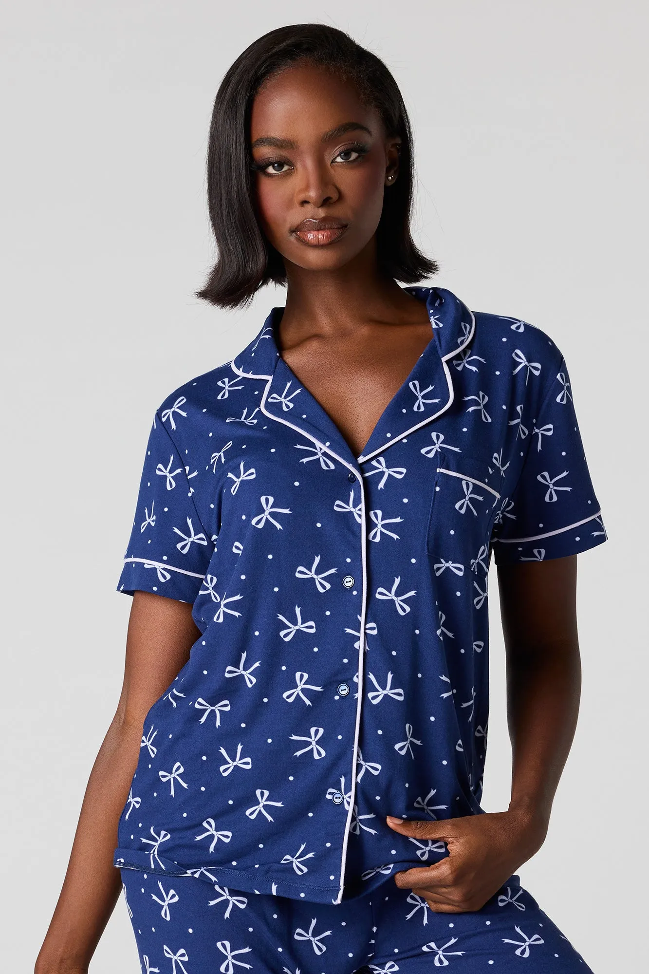 Soft Button-Up Top & Pant Pajama Set sold by Urban Planet product image thumbnail 2