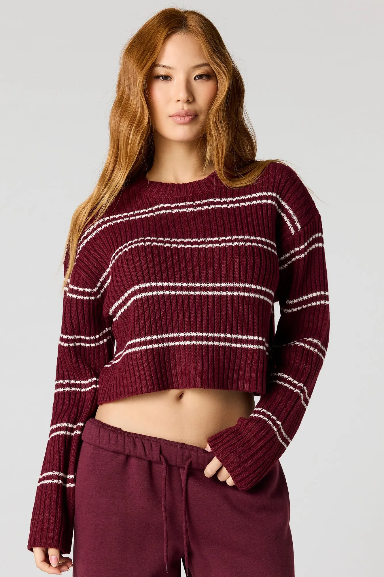 Striped Ribbed Knit Sweater sold by Urban Planet product image thumbnail 4