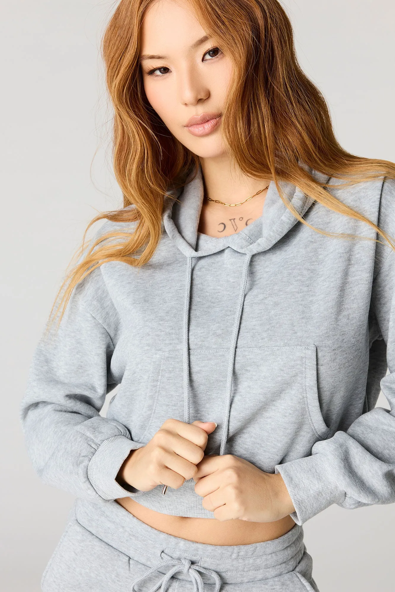 Fleece Cropped Hoodie sold by Urban Planet