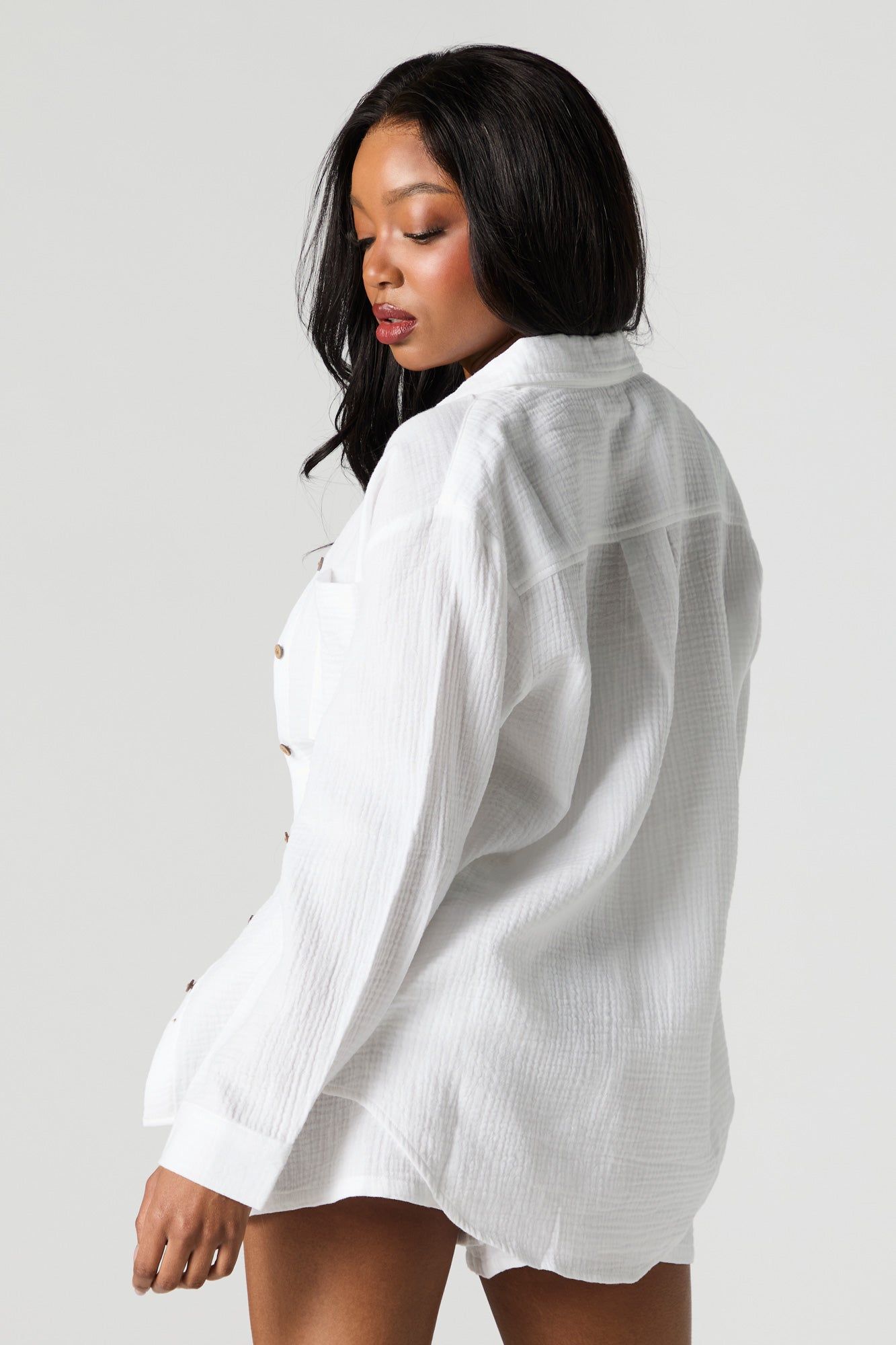 Textured Button-Up Long Sleeve Top sold by Urban Planet product image thumbnail 5