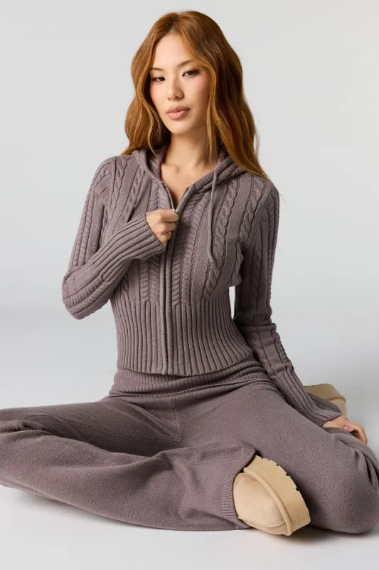 Cable Knit Zip-Up Hoodie sold by Urban Planet