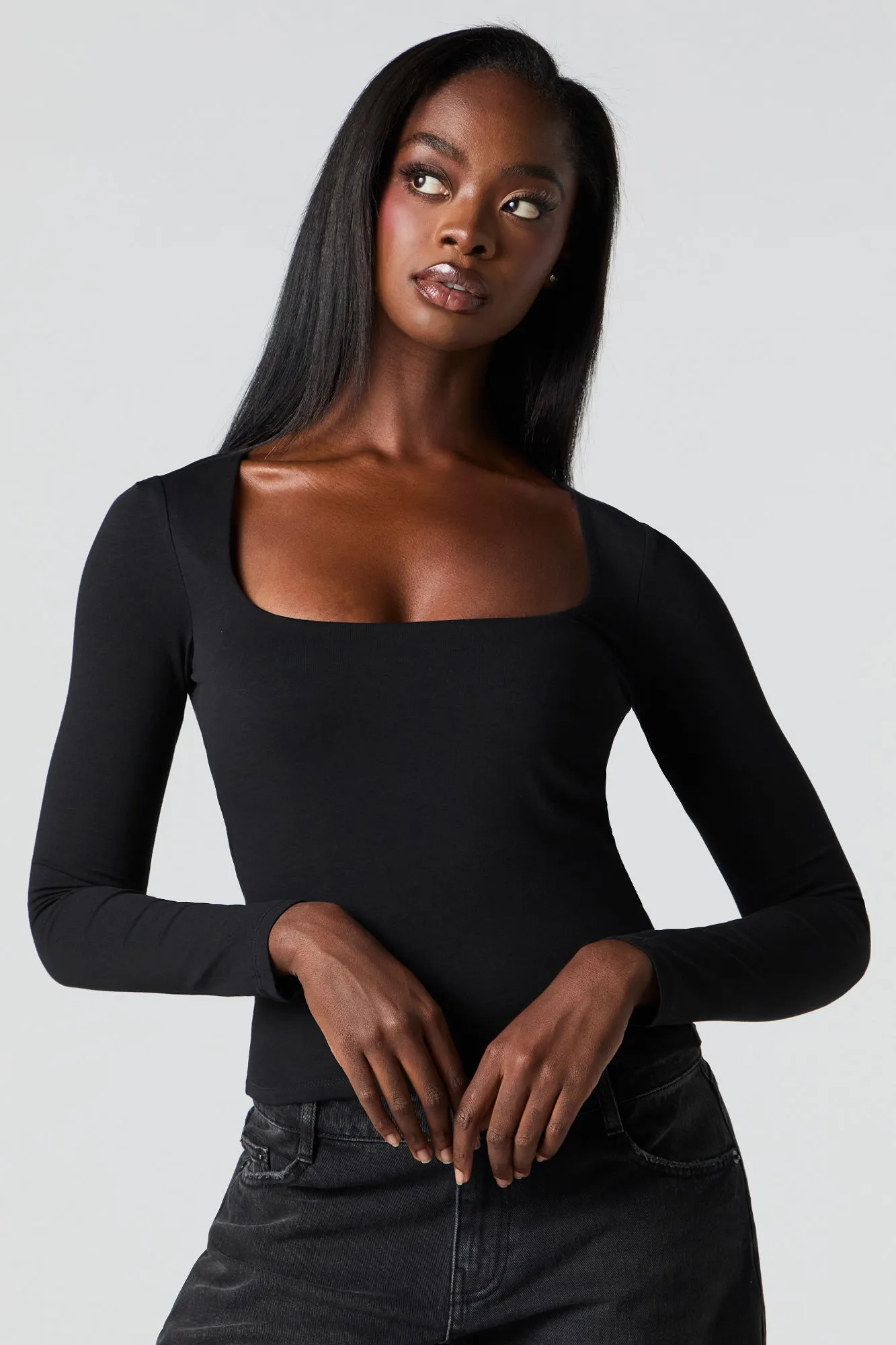 Soft Contour Square Neck Long Sleeve Top sold by Urban Planet product image thumbnail 4