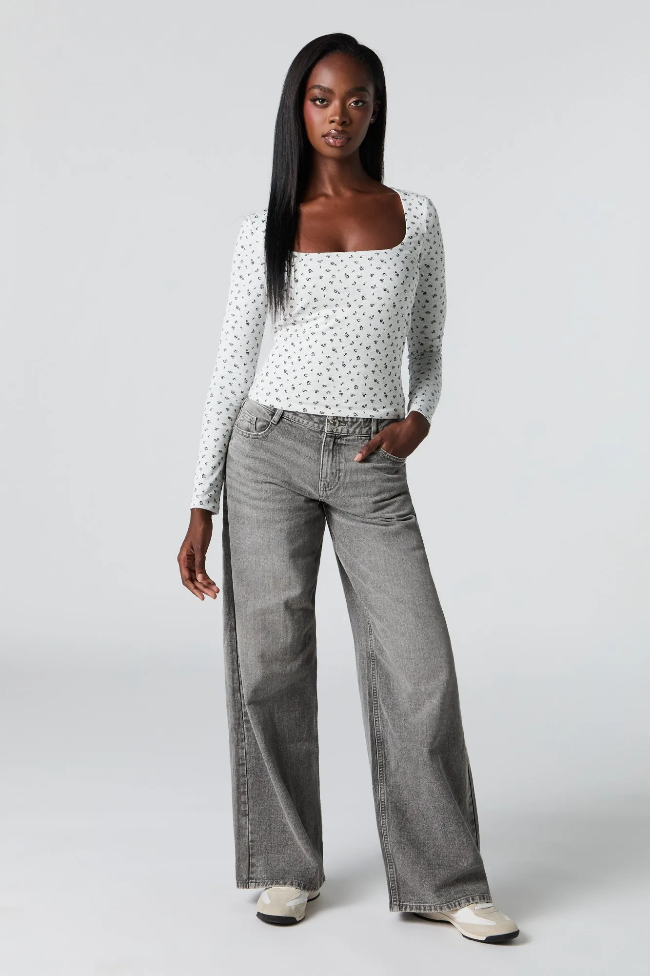 Soft Contour Square Neck Long Sleeve Top sold by Urban Planet product image thumbnail 3