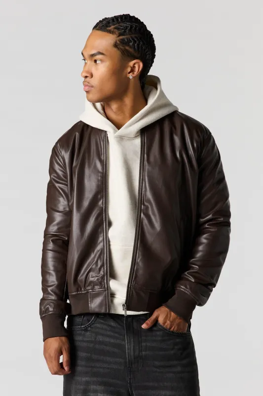 Faux Leather Bomber Jacket sold by Urban Planet