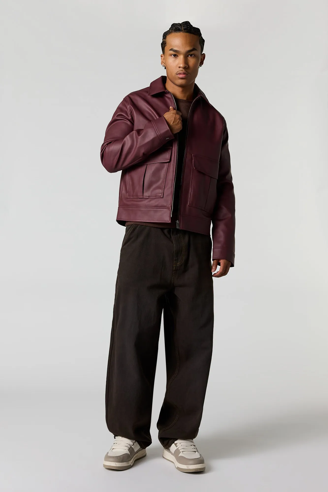 Faux Leather Bomber Jacket sold by Urban Planet product image thumbnail 3