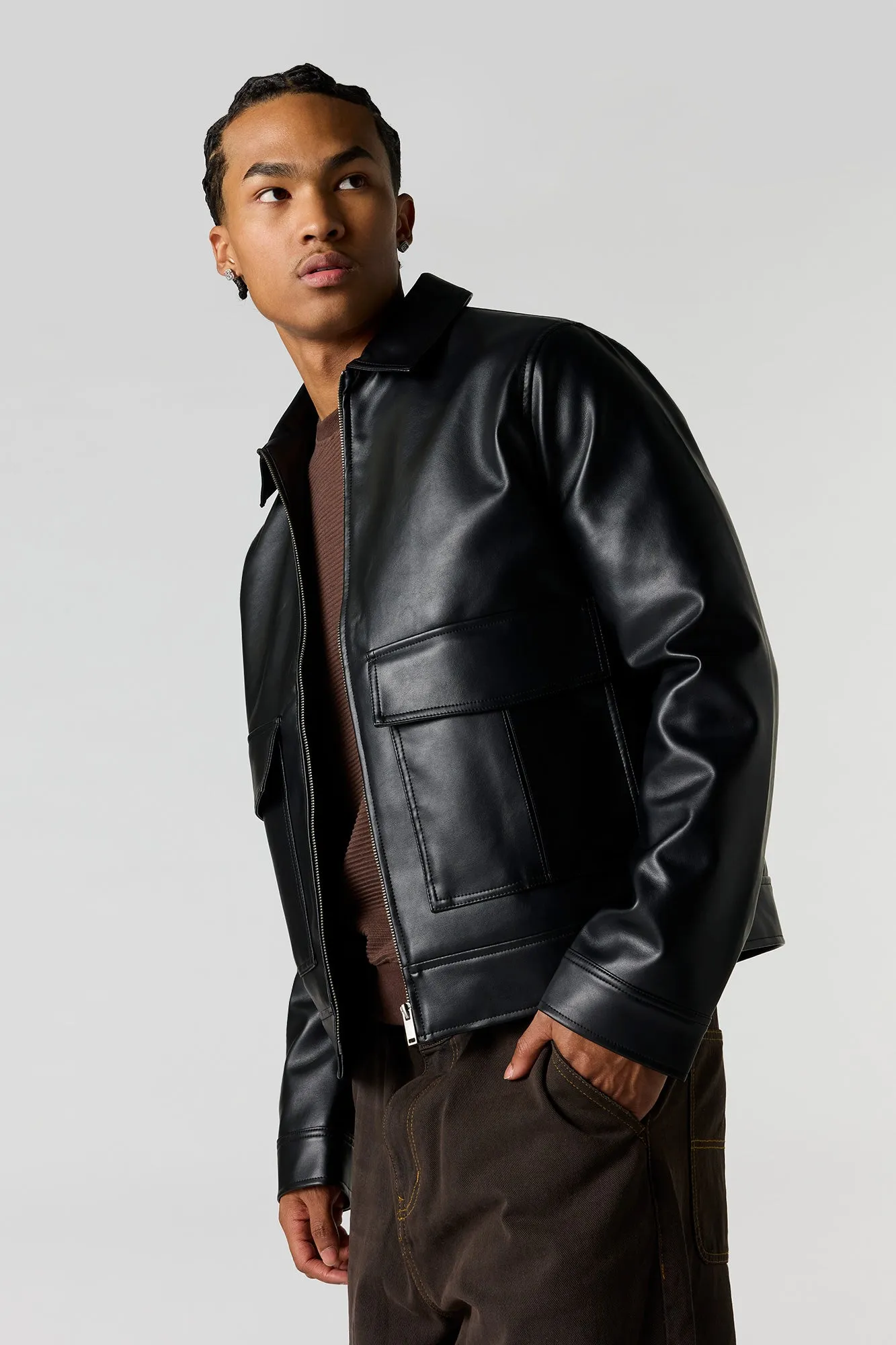 Faux Leather Bomber Jacket sold by Urban Planet product image thumbnail 5