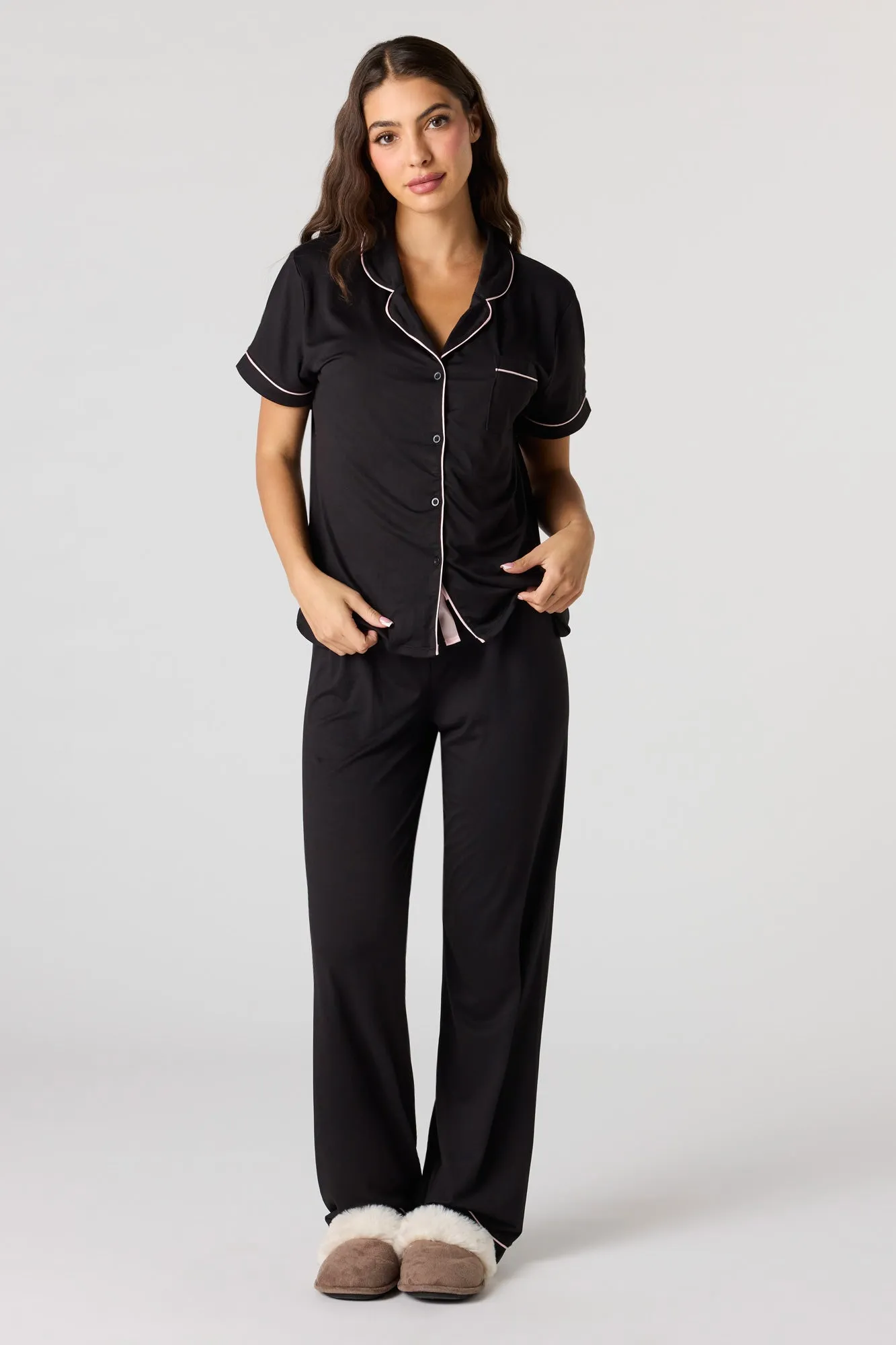 Printed Button-Up Top & Printed Pant Pajama Set sold by Urban Planet product image thumbnail 5
