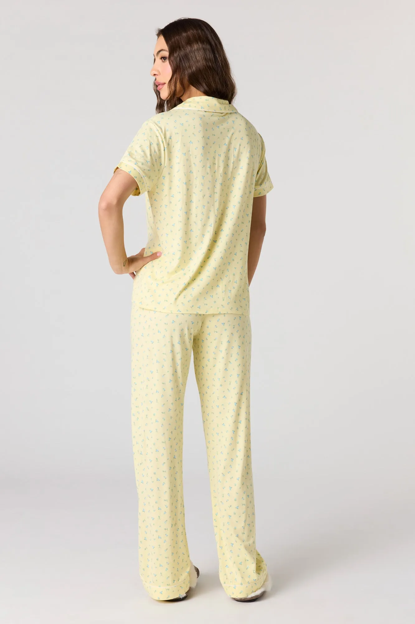 Printed Button-Up Top & Printed Pant Pajama Set sold by Urban Planet product image thumbnail 4