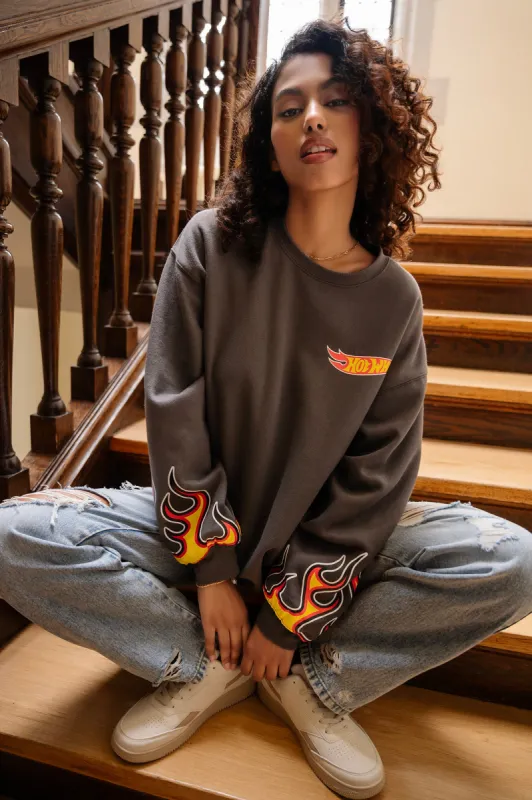 Hot Wheels™ Graphic Oversized Fleece Sweatshirt sold by Urban Planet