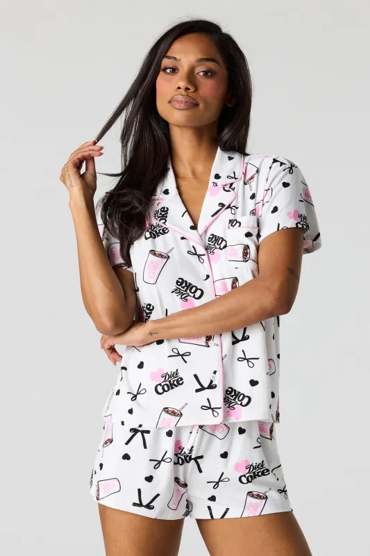 Coca-Cola Button-Up Top & Short Pajama Set sold by Urban Planet