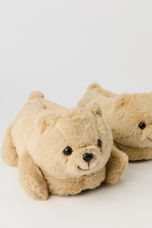 3D Teddy Bear Faux Fur Slippers sold by Urban Planet