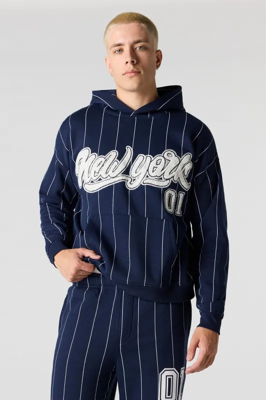 NY Twill Embroidered Camo Boxy Fleece Hoodie sold by Urban Planet