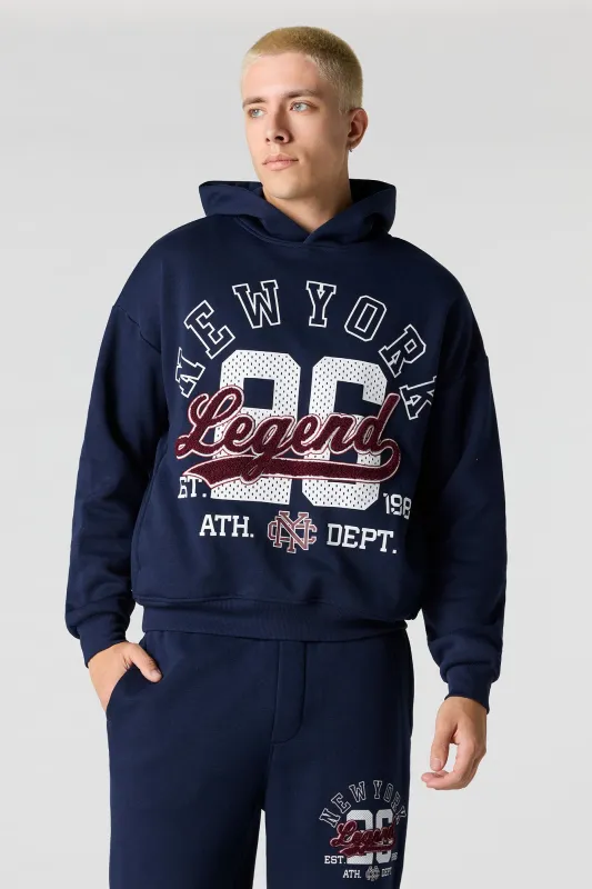 Legend Twill Embroidered Boxy Fleece Hoodie sold by Urban Planet