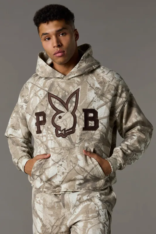 Twill Embroidered Playboy Boxy Fleece Hoodie sold by Urban Planet