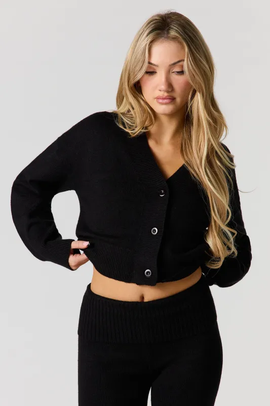 Cozy Knit V-Neck Button Front Cardigan sold by Urban Planet