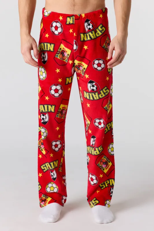 Spain Print Plush Pajama Pant sold by Urban Planet