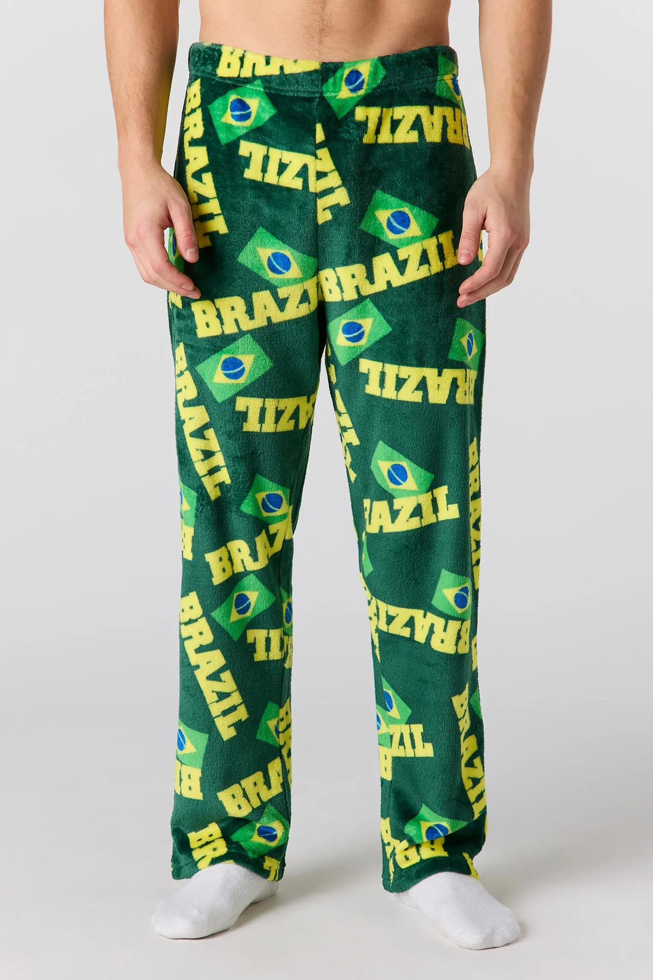Brazil Print Plush Pajama Pant sold by Urban Planet