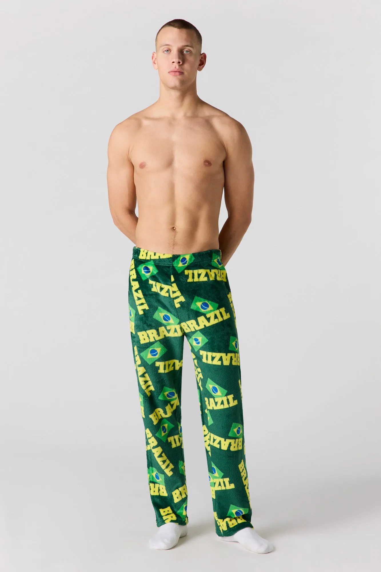 Brazil Print Plush Pajama Pant sold by Urban Planet product image thumbnail 2