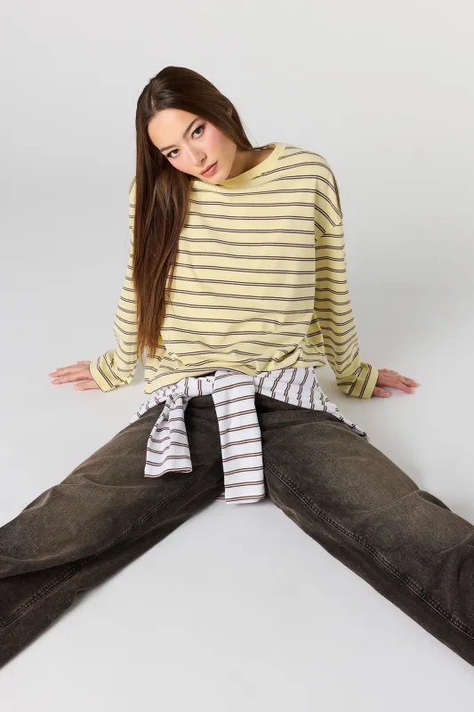 Striped Ribbed Classic Long Sleeve Top sold by Urban Planet
