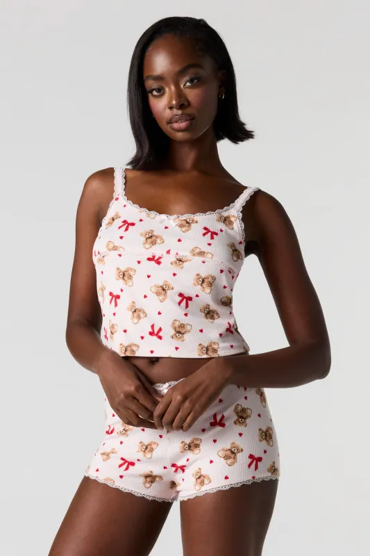 Printed Ribbed Tank & Short Pajama Set sold by Urban Planet