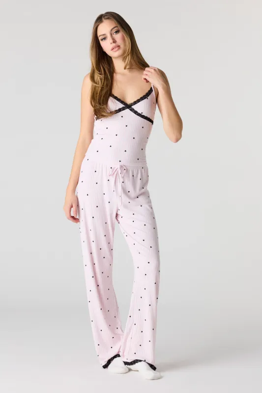 Ribbed Lace Trim Tank & Pant Pajama Set sold by Urban Planet