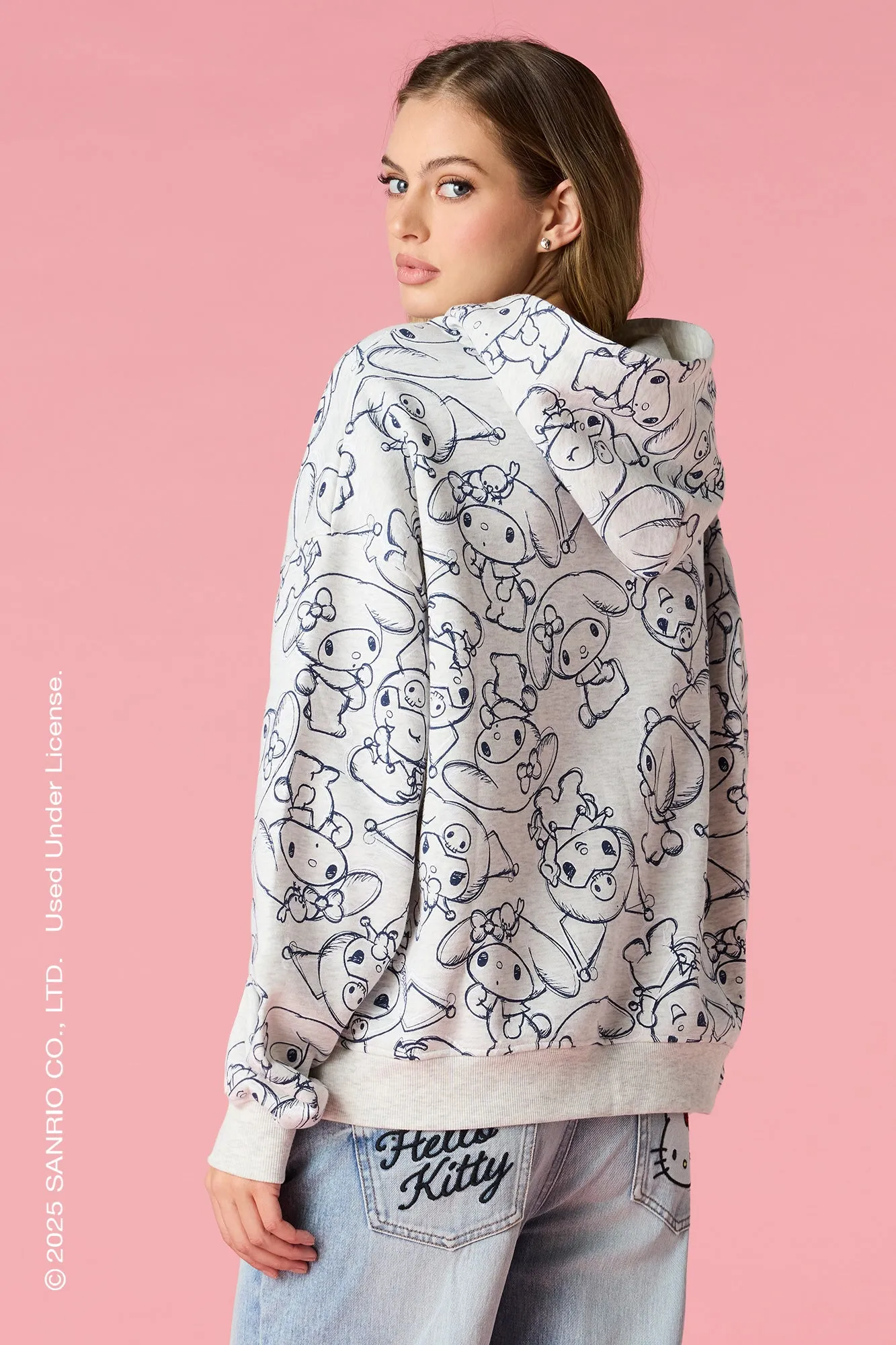 Kuromi™ & My Melody™ Print Fleece Hoodie sold by Urban Planet product image thumbnail 2