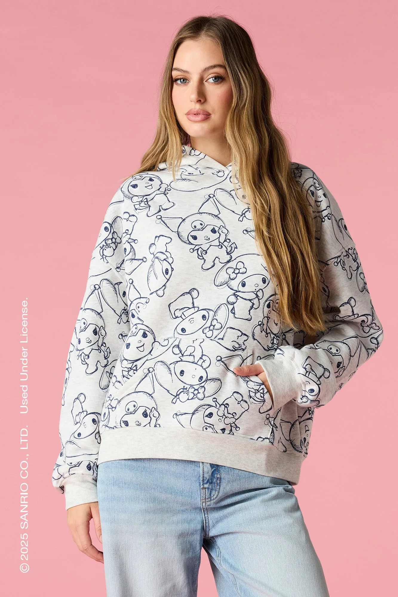Kuromi™ & My Melody™ Print Fleece Hoodie sold by Urban Planet