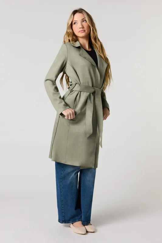 Faux Suede Trench Coat sold by Urban Planet