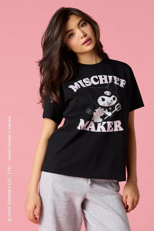 Kuromi™ Glitter Graphic Boyfriend T-Shirt sold by Urban Planet