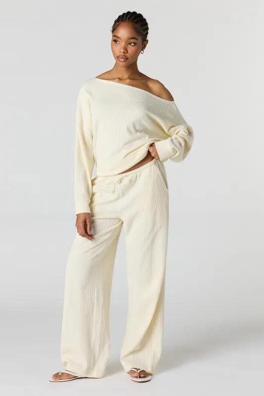 Ribbed Drawstring Straight Leg Pant sold by Urban Planet