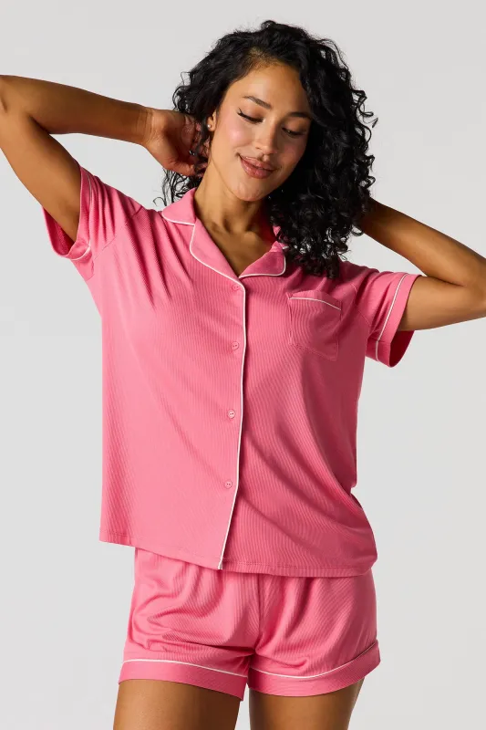 Soft Button-Up Top & Short Pajama Set sold by Urban Planet