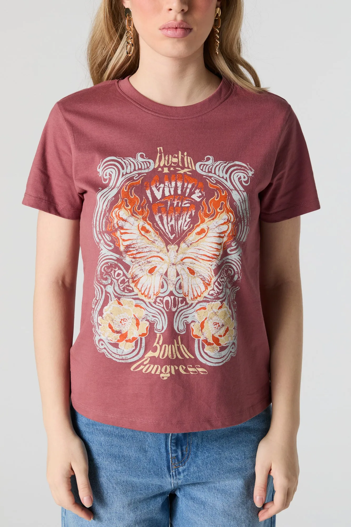 Austin Ignite The Flame Graphic T-Shirt sold by Urban Planet product image thumbnail 4