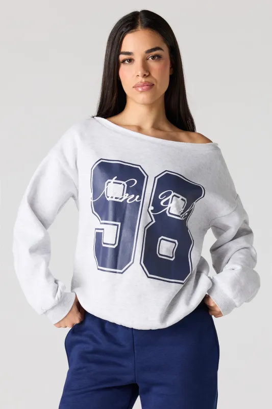 New York HD Print Off Shoulder Sweatshirt sold by Urban Planet