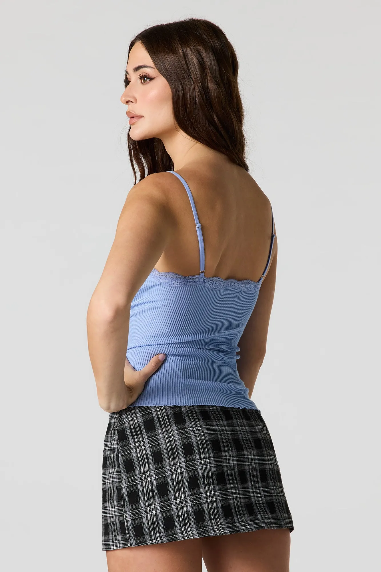 Seamless Ribbed Lace Trim Cami sold by Urban Planet product image thumbnail 2
