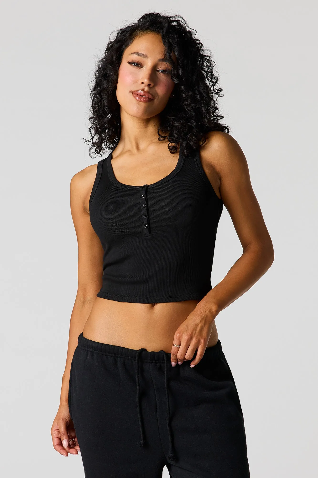Ribbed Henley Tank sold by Urban Planet product image thumbnail 4