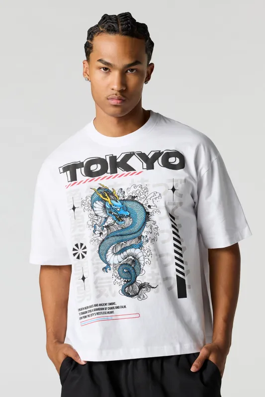 Dragon Puff Print Relaxed T-Shirt sold by Urban Planet