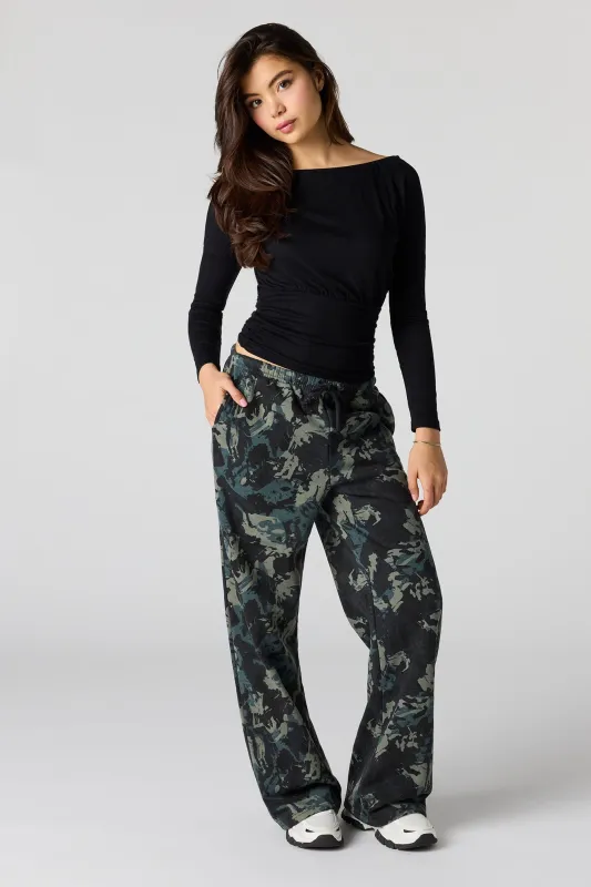 Camo Fleece Low Rise Baggy Sweatpant sold by Urban Planet
