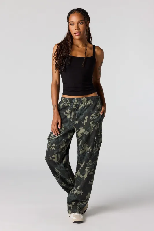 Camo Wide Leg Cargo Sweatpant sold by Urban Planet