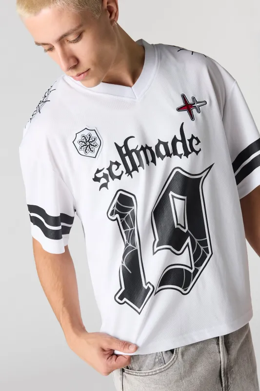 Selfmade Embroidered Graphic Mesh Football Jersey sold by Urban Planet
