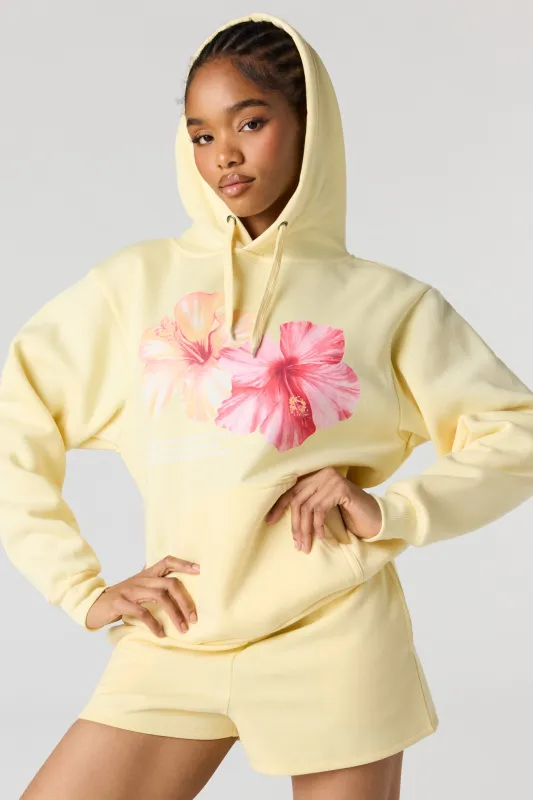 Flower Graphic Fleece Hoodie sold by Urban Planet