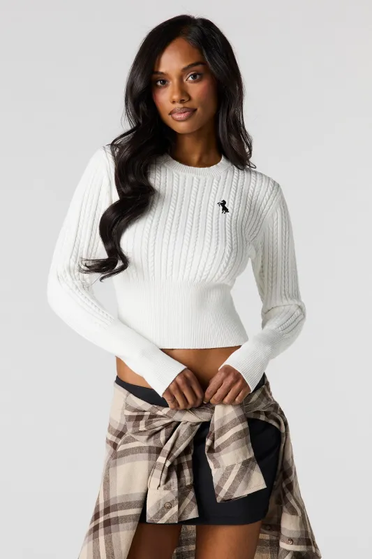 Embroidered Cable Knit Sweater made by Stitches